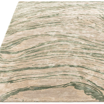 Katherine Carnaby Tuscany Modern Abstract Marbled Shimmer Smooth Soft-Touch High-Density Handmade Bamboo Silk/Wool Beige/Sage Green/Taupe Rug-Asiatic Carpets-Rug Love - The Most Loved Rug Store